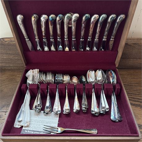 J. Lodge Sheffield Silverplate Flatware Service for 12 w/ Presentation Case