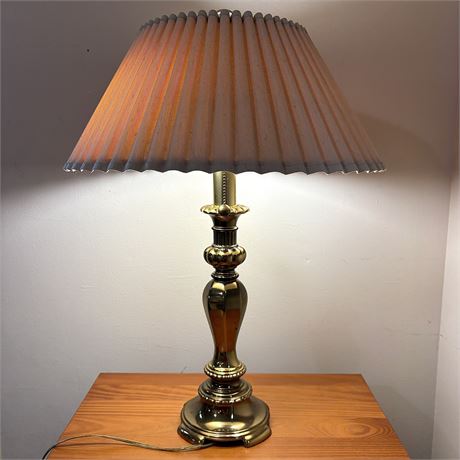 Vintage Brass Double Light Lamp - 25”T