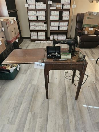 Antique Waverly Badged Sewing Machine With Sewing Table