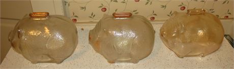 3 Anchor Hocking Vintage Glass Piggy Banks