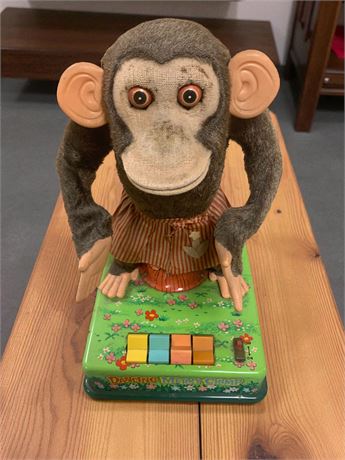 Vintage Dancing Merry Chimp Mechanical Tin Toy By Kuramochi Shoten (CK) of Japan