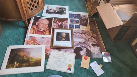 Mixed Religious Lot: Pope / Crosses / Posters & More