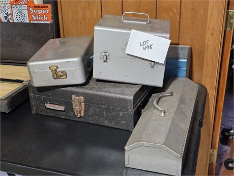 Mixed Metal Tool Box Lot: Different Sizes & Makers