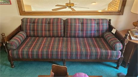 Plaid Wood Frame Couch