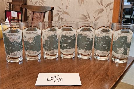 Vintage 1960's Pebble Beach Golf Links Drinking/Tea Glasses