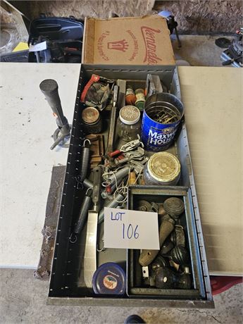 Metal Drawer Full Of Mixed Misc Springs, Hardware & Misc Hardware
