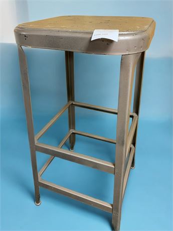 Vintage Metal Industrial Schoolhouse Workshop Utility Stool