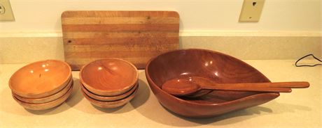 Wood Salad Bowl Set, Cutting Board