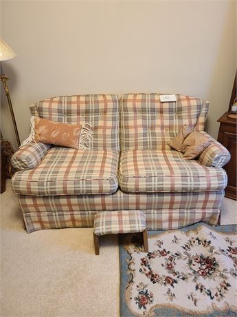 Pastel Pink & Green Plaid Loveseat