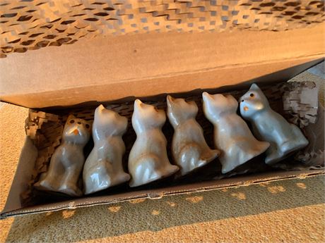 Napco White/Cream Ceramic Terrier Dog Figurine Boxed Lot of 7