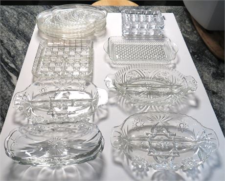 Assorted Crystal Glass Plates, Serving Dishes