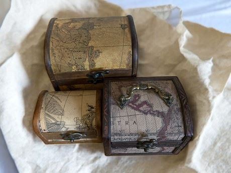 Old World Map Trinket Box Lot of 3