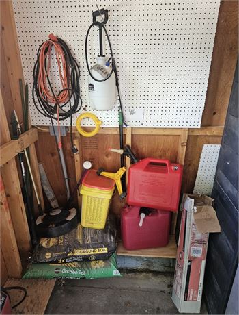 Barn Corner Cleanout- Ground & Garden Soil, Preen, Gas Cans, & More