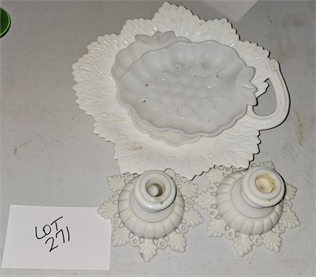 Westmoreland Candle holders, Leaf Platter & More