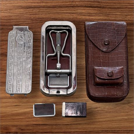 Old Rolls Razor England w/ Case, Extra Blade & Built in Strop