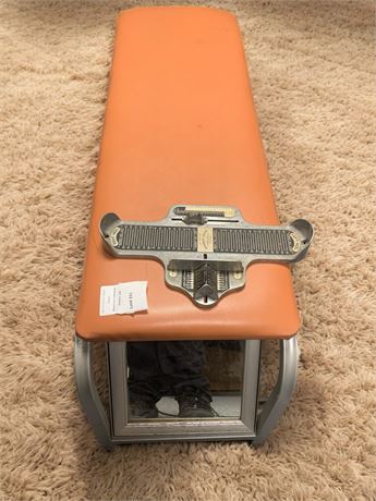 Dept Store Style Padded Shoe Bench With Brannock Device Measuring Tool & Mirror