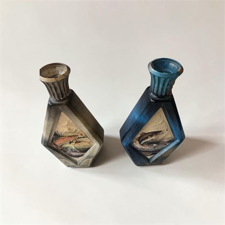Jim Beam's Choice Whiskey Diamond Shaped Decanters W/ Artwork By James Lockhart