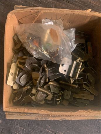 MCM Antique Look Brass-Finished Cabinet Hinge Hardware Lot