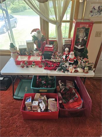 Mixed Christmas Lot- Ornaments, Figurines, Animated Santa, Candles & More