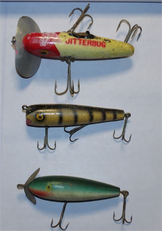 3 Vintage Wood Fishing Lures