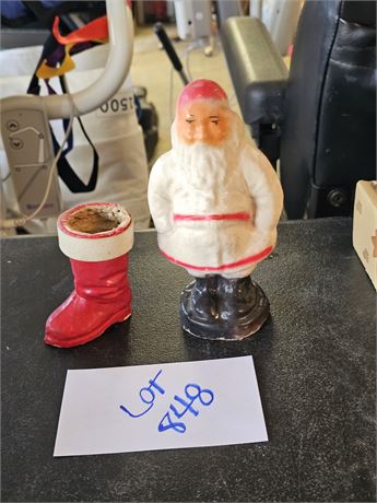 Paper Mache Santa & Paper Mache Candy Boot