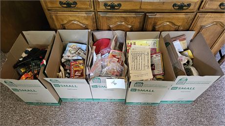 4 Large Boxes Of Mixed Supplies, Kitchen Decor & So Much More