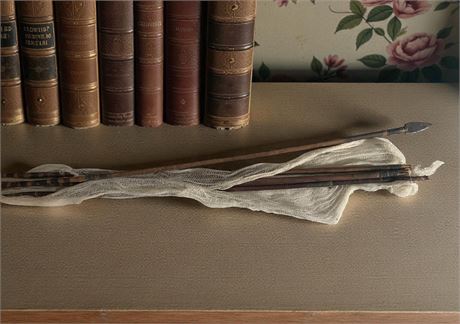 Set of Vintage Wooden Arrows W/Metal Heads