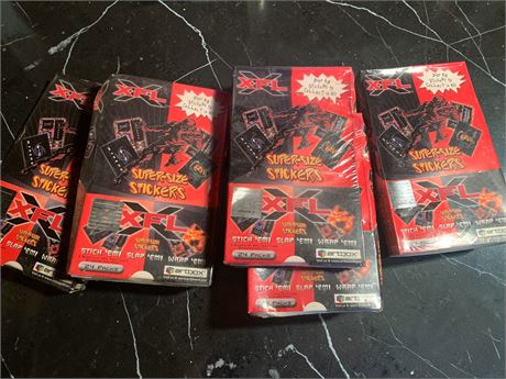 XFL Super-Size Sticker Packs By Artbox - Lot of 5