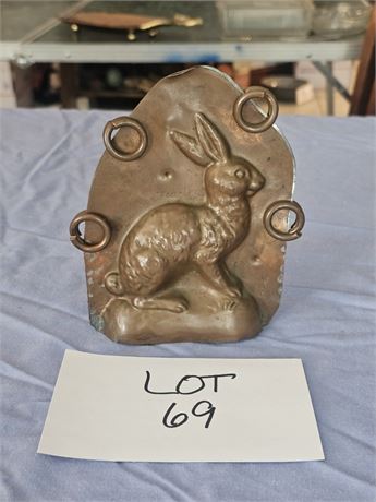 Antique Copper Chocolate Mold – "Michael Benne" 5" Bunny, 2-Piece Mold