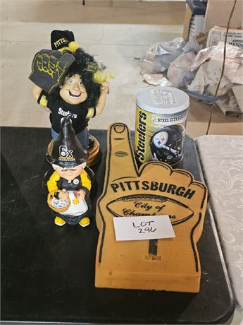 Pittsburgh Steelers Foam Finger, Female Gnome, Rockin Randall & Morning Santa