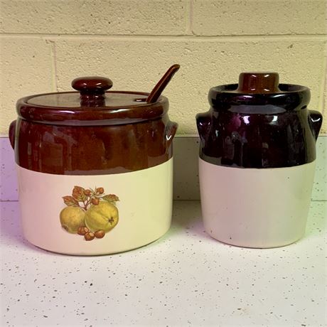 Farmhouse Stoneware Bean Pots w/ McCoy Fruit Festival