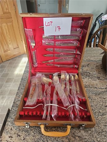 Brass Flatware Set Siam Design In Box Service For 8