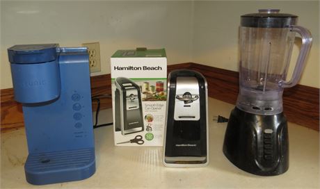 Keurig Coffee Maker, Hamilton Beach Can Opener, Blender