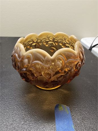 Fenton "Lily of the Valley" Brown Iridescent Rose Bowl