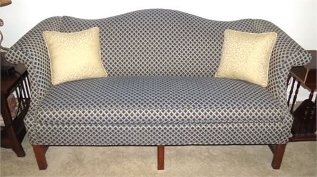 Reupholstered Camel Back Sofa