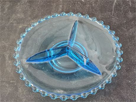 Blue Candlewick 3 Part Divided Relish Dish