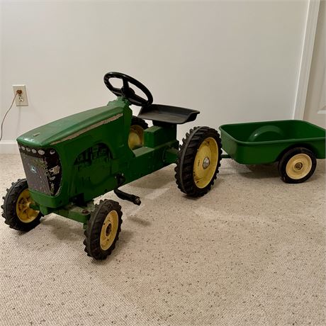 Vintage John Deere Pedal Tractor and Trailer