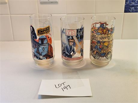 Vintage 1983 Burger King Star Wars Drinking Glasses & '81 McDonalds Muppet Glass