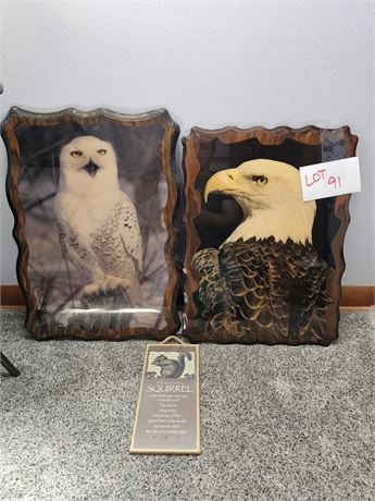 Decoupage Owl & Eagle Art on Wood