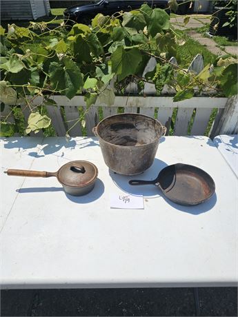 Mixed Cast Iron Pans- Wagner, Lodge & More Size, Style & Condition Vary