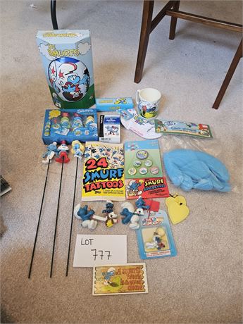 Mixed Box of Smurfs Lot - Markers, Football, Cups & More