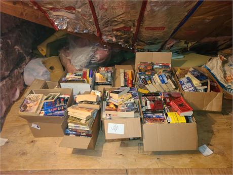 LARGE Paperback Book Lot - Boxes Full of Novels & More