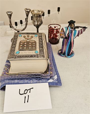 1971 Holy Scriptures Prayer Book Silver Plated, Chalice, Candle Holder & More