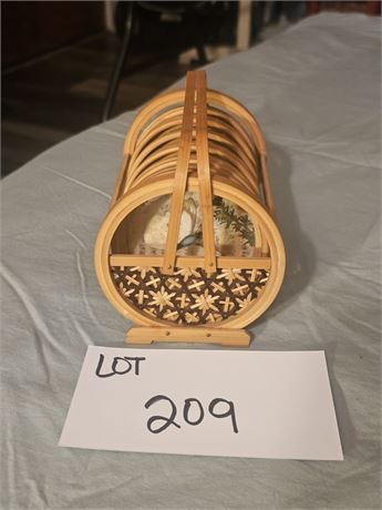 Vintage MCM Butterfly Bamboo Rattan Glass Coaster Set With Holder