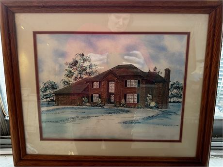 Hand Sketched House Art Framed