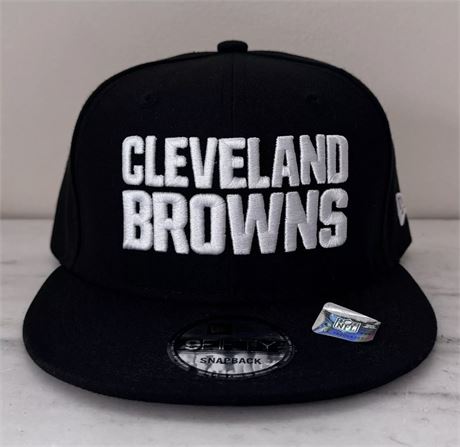 New CLEVELAND BROWNS NFL New Era Black White Classic Adjustable Snapback 9Fifty