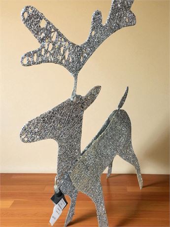 Silver Glittering Lighted Christmas Reindeer Decoration