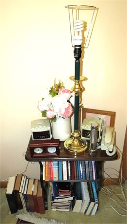 Small Table, Clock Radios, Books, Etc