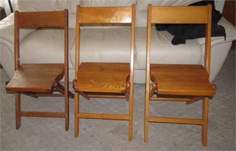 3 Folding Wood Chairs