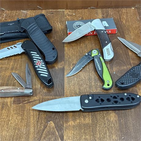 Collection of Various Folding Pocket Knives